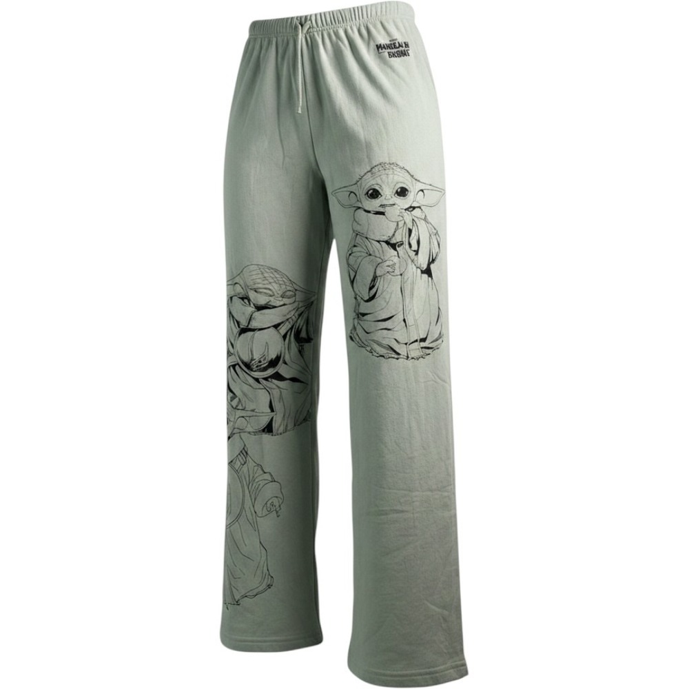 Star Wars Mandalorian Grogu Wide Leg Sweatpants Sage Green Baby Yoda Small NEW